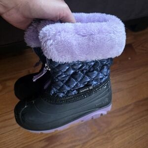 Kamik Black and Purple Quilted Winter Boots